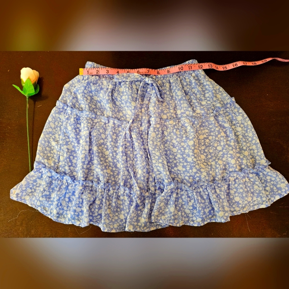 Floral Blue Skirt Stretch